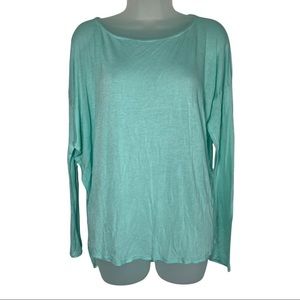 Whisper Teal Seafoam Blue Slouchy Long Sleeve Shirt Top Soft Lounge Oversized